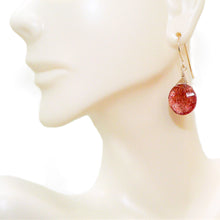 Load image into Gallery viewer, Strawberry quartz earrings with sterling French wires
