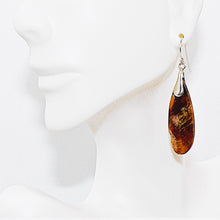 Load image into Gallery viewer, Petrified peanut wood &amp; sterling teardrop earrings with French wires
