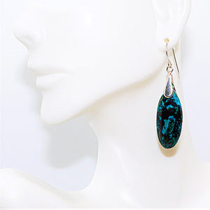 Long teardrop chrysocolla & sterling silver earrings with French wires