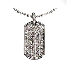 Load image into Gallery viewer, Pavé crystal &#39;dog tag&#39; pendant necklace in sterling silver
