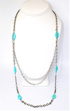 Load image into Gallery viewer, Turquoise &amp; crystal extra-long double chain necklace
