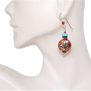 Campitos turquoise, copper & sterling earrings with French wires