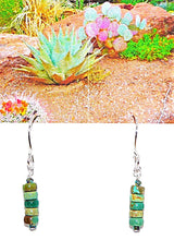 Load image into Gallery viewer, Stacked earthy turquoise bead earrings with sterling French wires
