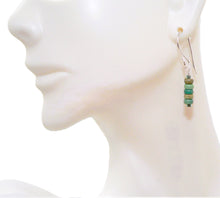 Load image into Gallery viewer, Stacked earthy turquoise bead earrings with sterling French wires
