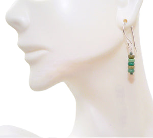 Stacked earthy turquoise bead earrings with sterling French wires