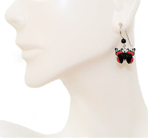 Red admiral butterfly earrings on French ear wires (made in the USA)