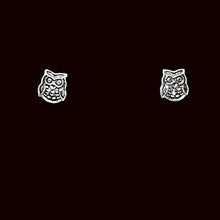 Load image into Gallery viewer, Tiny sterling silver owl post earrings
