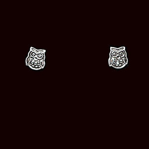 Tiny sterling silver owl post earrings