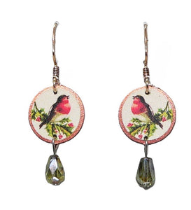 Red-breasted bird earrings on sterling French wires (made in USA)