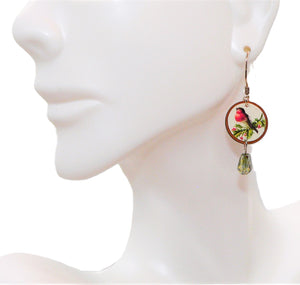 Red-breasted bird earrings on sterling French wires (made in USA)