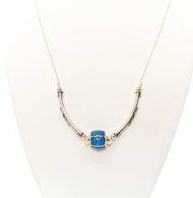 Load image into Gallery viewer, Denim lapis, opal &amp; sterling inlay bead pendant necklace (made in the USA)
