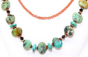 Turquoise & jasper necklaces with copper chain