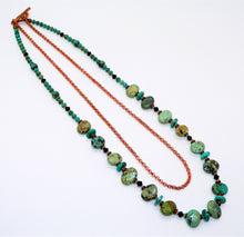 Load image into Gallery viewer, Turquoise &amp; jasper necklaces with copper chain

