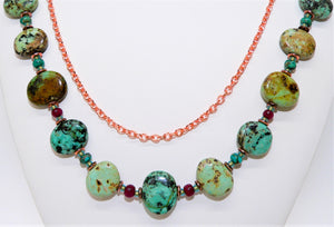 Turquoise & jasper necklaces with copper chain