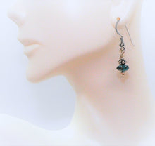 Load image into Gallery viewer, London blue topaz &amp; fancy sterling earrings with French wires
