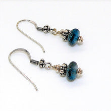 Load image into Gallery viewer, London blue topaz &amp; fancy sterling earrings with French wires
