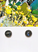 Load image into Gallery viewer, Labradorite cabochon sterling stud post earrings
