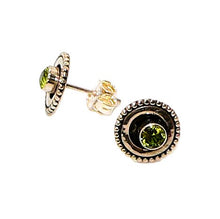 Load image into Gallery viewer, Brilliant cut peridot sterling silver post earrings
