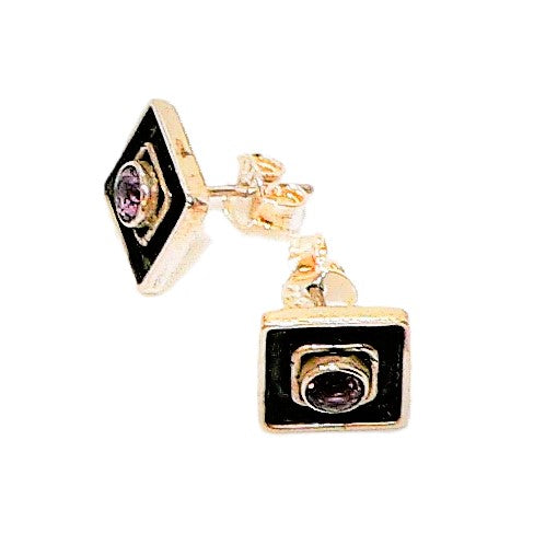 Brilliant cut amethyst, peridot, or Swiss blue topaz diamond-shape sterling post earrings