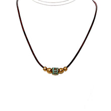Load image into Gallery viewer, Brass, patina brass, &amp; leather cord necklaces
