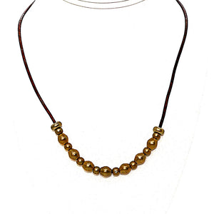 Western-style brass & leather necklaces for men or women