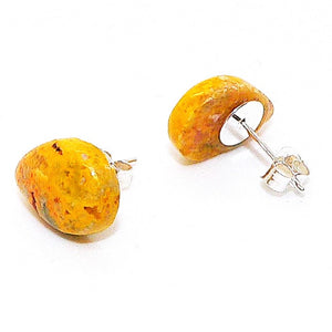 Bumblebee jasper teardrop stud earrings with sterling silver posts