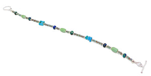 Sleeping Beauty turquoise, alunite, & azurite-malachite (Arizona-mined) gemstones bracelet