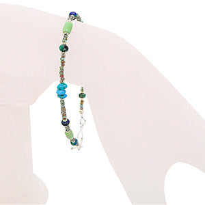 Sleeping Beauty turquoise, alunite, & azurite-malachite (Arizona-mined) gemstones bracelet