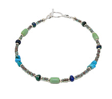 Load image into Gallery viewer, Sleeping Beauty turquoise, alunite, &amp; azurite-malachite (Arizona-mined) gemstones bracelet
