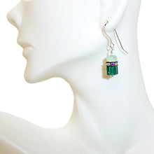 Load image into Gallery viewer, Chalcedony &amp; Swarovski crystal earrings with sterling silver French wires
