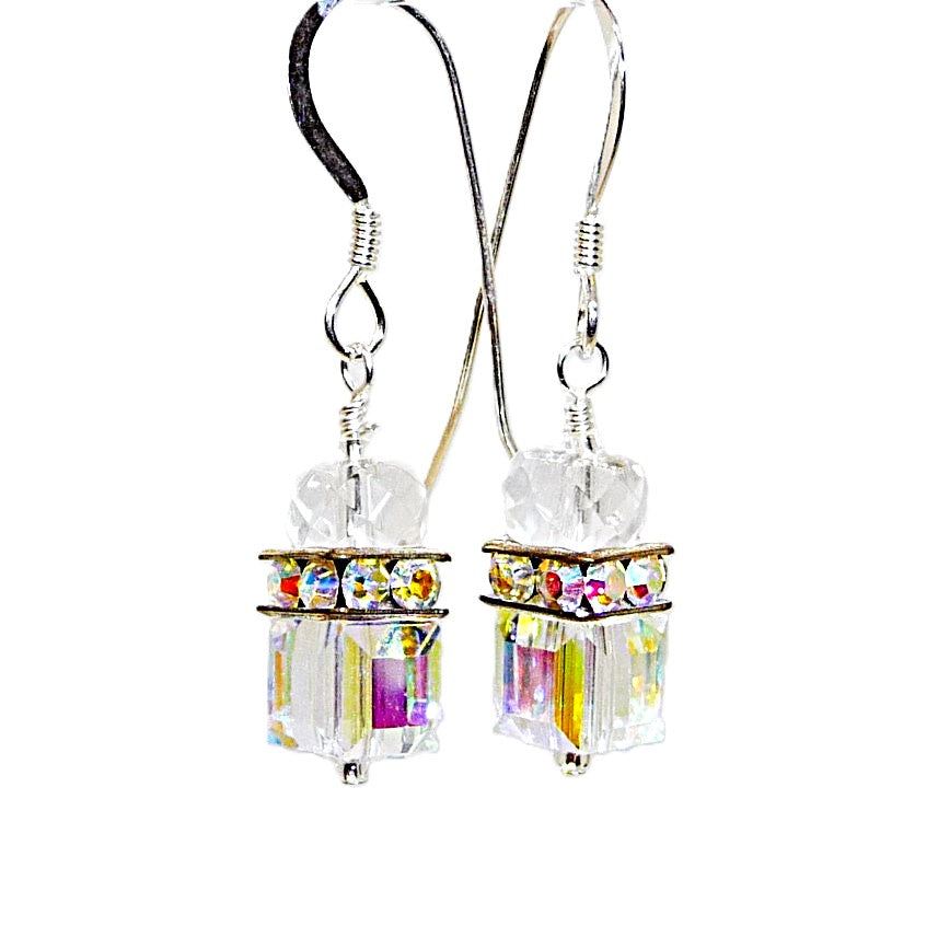 Natural crystal & Swarovski crystal earrings with French wires