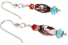 Load image into Gallery viewer, Turquoise, Wild Horse &amp; spiny oyster shell earrings with sterling French wires
