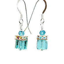 Load image into Gallery viewer, London blue topaz &amp; Swarovski crystal earrings with French wires
