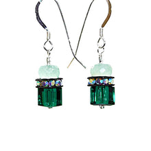 Load image into Gallery viewer, Chalcedony &amp; Swarovski crystal earrings with sterling silver French wires
