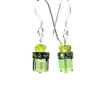 Load image into Gallery viewer, Peridot &amp; Swarovski crystal earrings with sterling silver French wires
