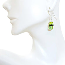 Load image into Gallery viewer, Peridot &amp; Swarovski crystal earrings with sterling silver French wires
