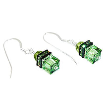 Load image into Gallery viewer, Peridot &amp; Swarovski crystal earrings with sterling silver French wires
