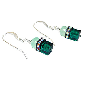 Chalcedony & Swarovski crystal earrings with sterling silver French wires