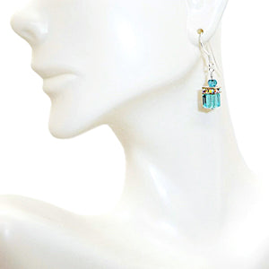 London blue topaz & Swarovski crystal earrings with French wires