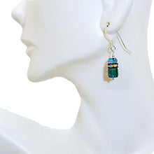 Load image into Gallery viewer, Larger London blue topaz &amp; Swarovski crystal earrings with sterling French wires
