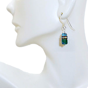 Larger London blue topaz & Swarovski crystal earrings with sterling French wires