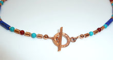 Load image into Gallery viewer, Egyptian-style turquoise, carnelian, lapis, &amp; copper necklace
