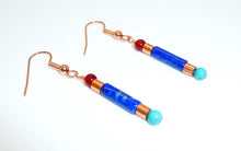 Load image into Gallery viewer, Egyptian-style turquoise, carnelian, lapis, &amp; copper earrings (2 styles)
