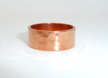 Load image into Gallery viewer, 8mm wide hammered solid copper band ring
