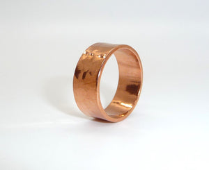 8mm wide hammered solid copper band ring
