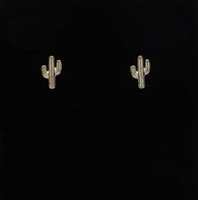 Load image into Gallery viewer, Tiny sterling silver saguaro cactus post earrings
