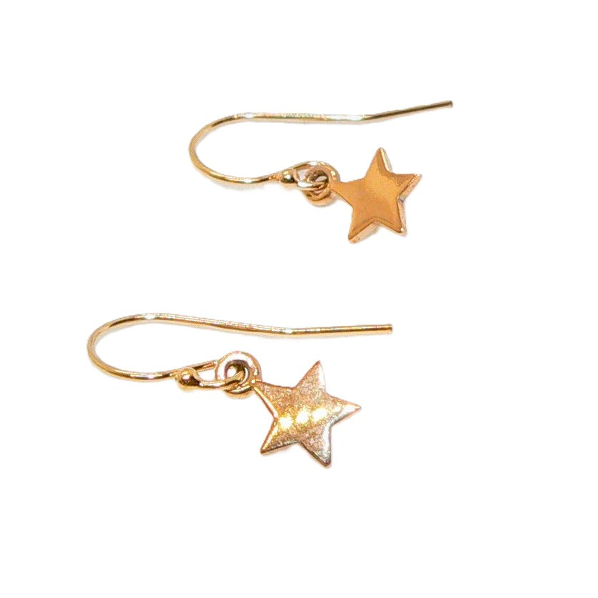 Celestial bronze star earrings on 14k gold-filled French wires