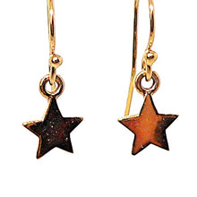 Load image into Gallery viewer, Celestial bronze star earrings on 14k gold-filled French wires
