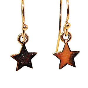 Celestial bronze star earrings on 14k gold-filled French wires