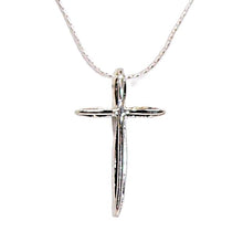 Load image into Gallery viewer, Small sterling modern-style cross pendant necklace
